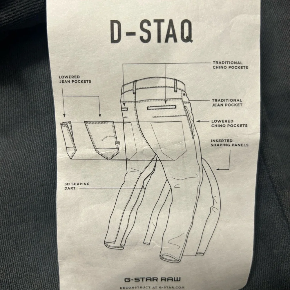 G-Star Raw Denim D-Staq Men's Charcoal Slim Jeans - Picture 5 of 8